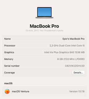 Apple MacBook Pro 2017 13-Inch Core i5 256GB SSD Silver Laptop
