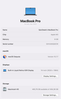 Apple MacBook Pro 2023 14-Inch M3 512GB SSD Space Gray Laptop