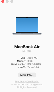 Apple MacBook Air 2022 13-inch M2 256GB SSD Midnight Laptop