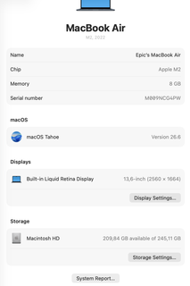 Apple MacBook Air 2022 13-inch M2 256GB SSD Midnight Laptop