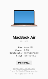 Apple MacBook Air 2020 13-inch M1 256GB SSD Rose Gold Laptop