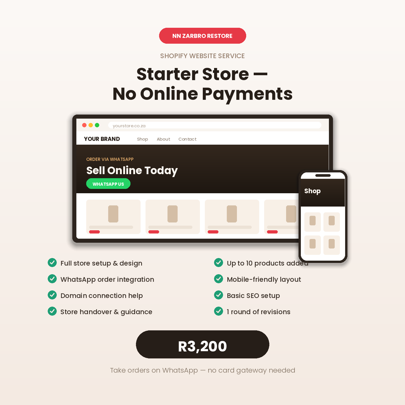 Shopify Website Package Without Online Payments – Starter Store